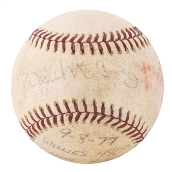 1977 Willie McCovey Game Used & Signed Career HR#490 Home Run ONL Feeney Baseball (MEARS, Letter of Provenance, PSA/DNA & JSA)